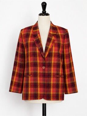 Vintage Sam Marciano Plaid Blazer Made in Canada Fall Academia Jacket 10/12